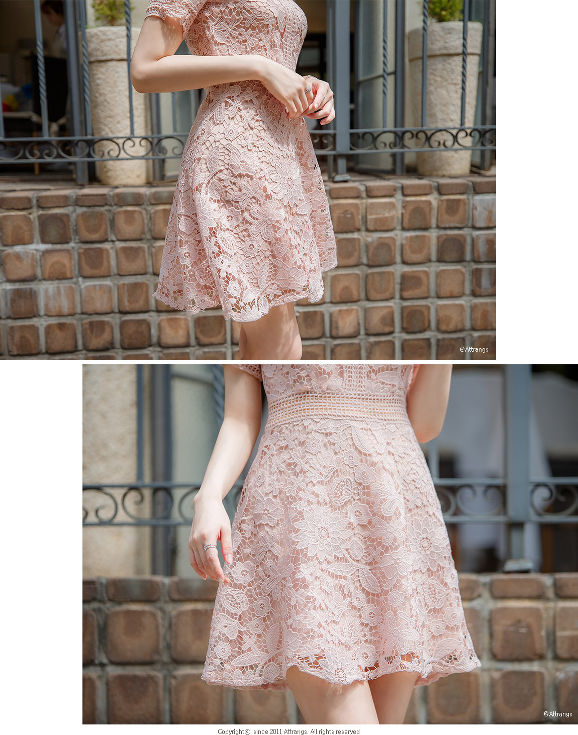 【韩国直邮】lace dress pink free