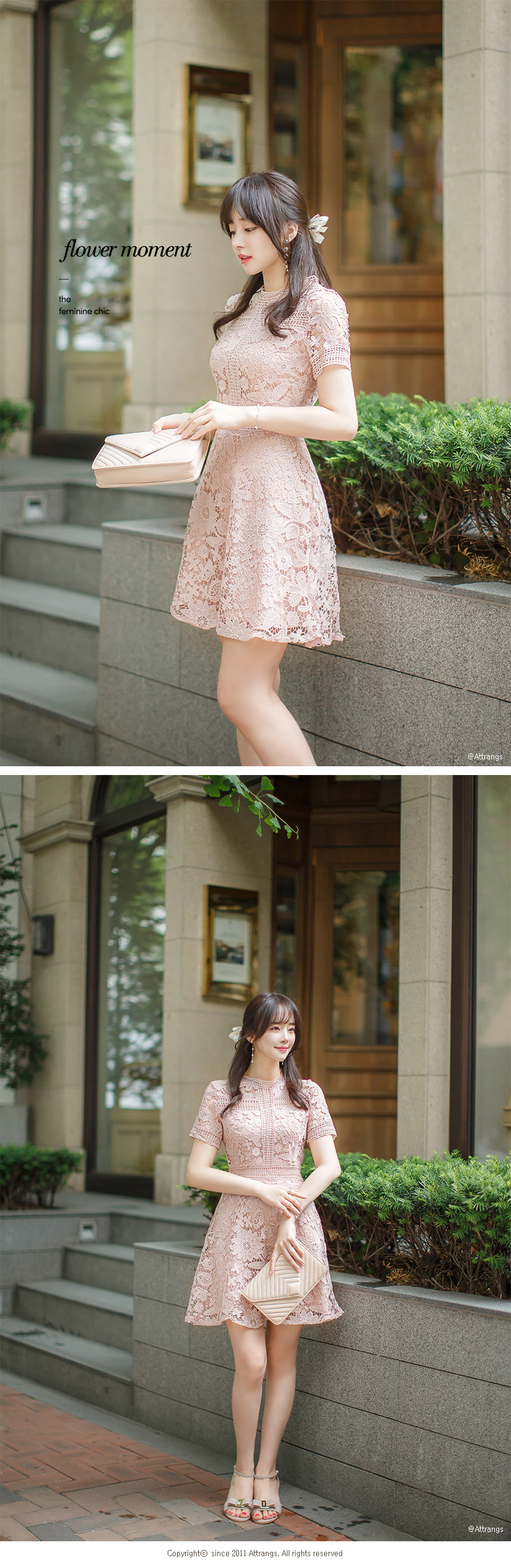 【韩国直邮】lace dress pink free