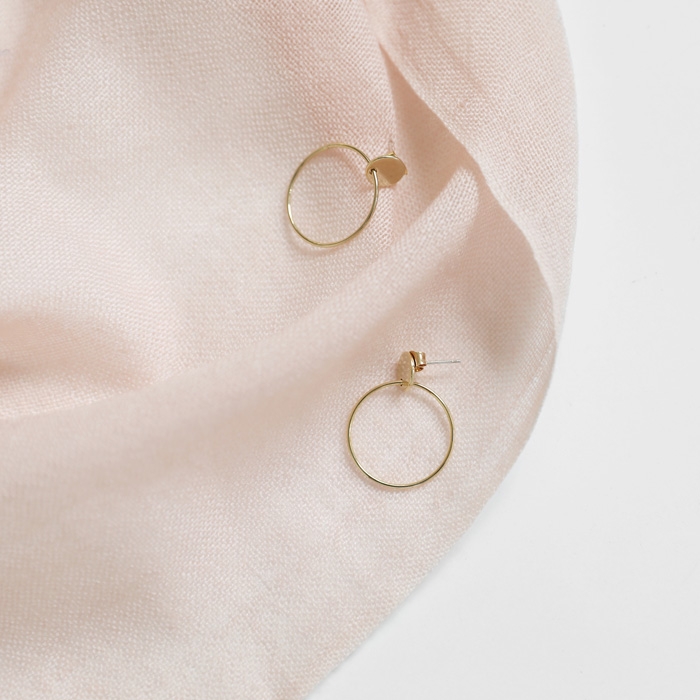 【韩国直邮】Circular earrings gold free