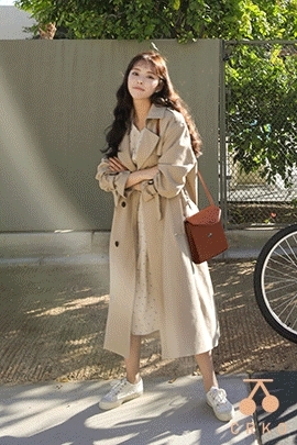 【韩国直邮】long trench coat beige free