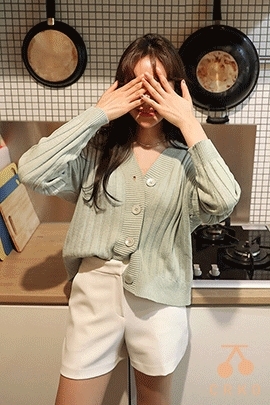 【韩国直邮】CHERRYKOKO 纯色宽松开襟衫 薄荷色 均码